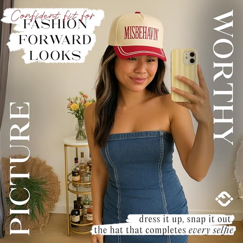 Funky Junque Women's 2 Tone Trucker Hats - color: Misbehavin' - Red/Beige