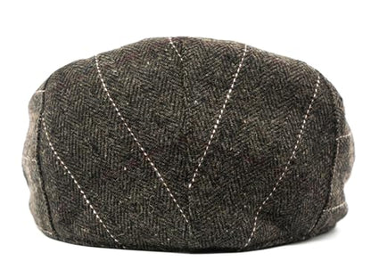 Men's Classic Patchwork Herringbone Checker Plaid Newsboy Ivy Hat Flat Cap - color: Brown Plaid, size: Large-X-Large