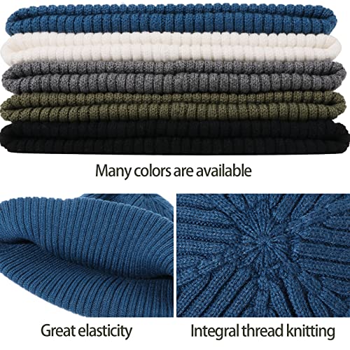 Croogo Knit Beanie Hat Fisherman Ski Caps Fall Winter Warm Knitted Ribbed Cuffed Skull Cap Slouchy Toboggan Cap for Men Women - color: Kh43-black