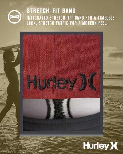 Hurley Mens Baseball Cap Curved Brim Moisture Wicking Flexfit Fitted Hats - color: Red, size: Small-Medium