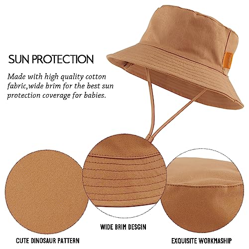 JANGANNSA Cotton Baby Sun Hat Infant Toddler Boys Girls Bucket Hats Summer Sun Protection Kids Beach Caps - color: Caramel, size: 0-3 Months