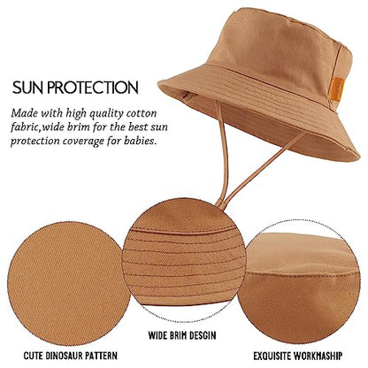 JANGANNSA Cotton Baby Sun Hat Infant Toddler Boys Girls Bucket Hats Summer Sun Protection Kids Beach Caps - color: Caramel, size: 2-4T