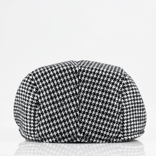 Women's Berets: Black Houndstooth Red Beret Hats for Women Fall Winter Fashion Outfit - color: Advance-houndstooth-black