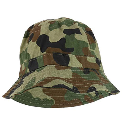 Armycrew Pigment Dyed Washed 100% Cotton Unisex Bucket Hat - color: Green Camo