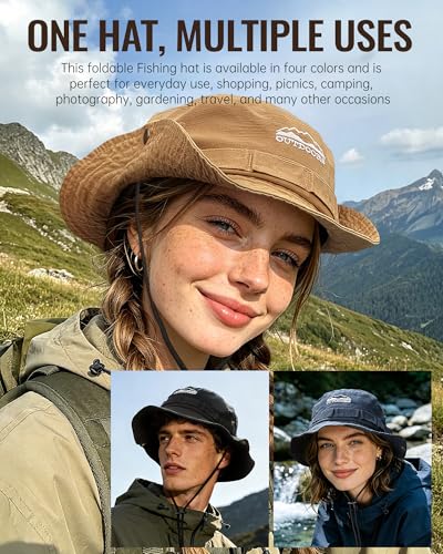 Clakllie Sun Hats for Women Men UV Protection Boonie Hats Summer Safari Jungle Hat Fishing Beach Hats UPF 50+ Camping Hats - color: S-dfh03-khaki