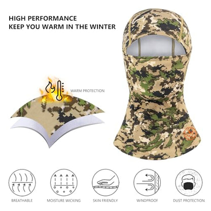 BASSDASH Winter Balaclava Fleece Ski Mask Ninja Hood Neck Warmer Fishing Hunting - color: Highland