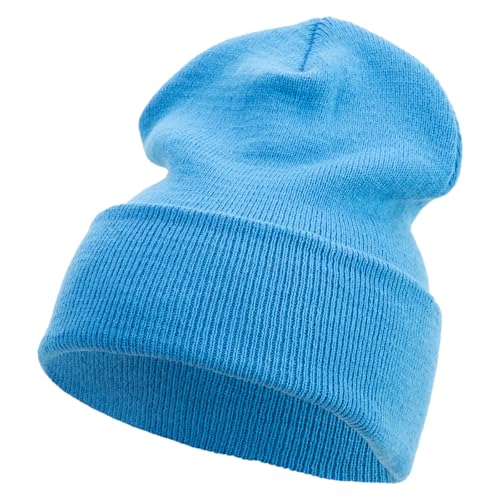 e4Hats.com 12 inch Cuffed Knit Long Beanie - color: Carolina Blue