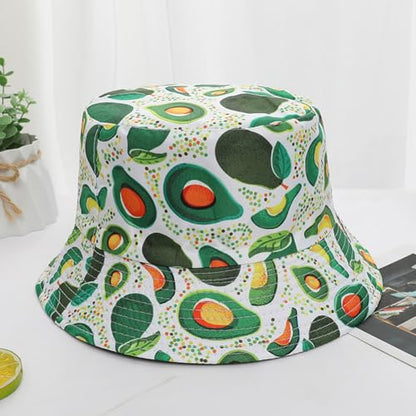 Quanhaigou Reversible Printed Bucket Hat,Summer Beach Outdoor Cap - color: Avocado