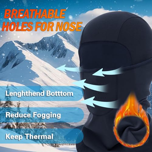 Breathable Balaclava Ski Mask for Men Women, Warm Winter Face Mask for Cold Weather Motorcycling Skiing Outdoor Work - color: Navy