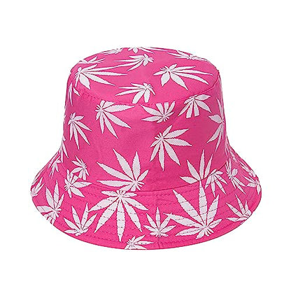 Punk Black Green Red Leaf Weed Fisherman Caps Bucket Hats Hip Hop Gorro Outdoor Men - color: Black Pink