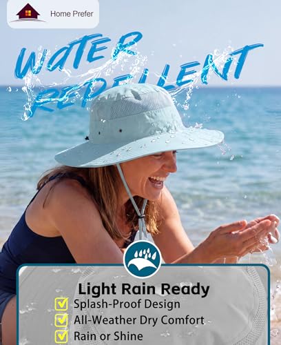 Home Prefer UPF 50+ Men's Sun Hat Wide Brim Bucket Hat UV Protection Hat for Mens Womens Beach Safari Gardening Golf Fishing - color: Aqua