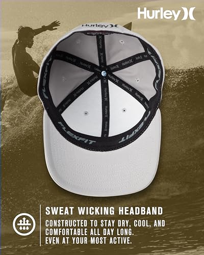 Hurley Mens Curved Brim Flexfit Baseball Cap - color: Cool Grey, size: Small-Medium