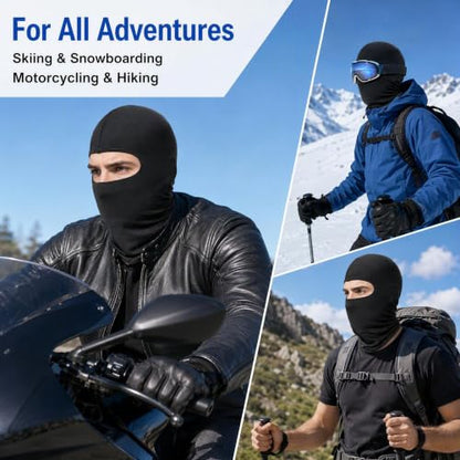Balaclava Ski Mask, Windproof Sun Protection Full Face Cover for Men Women - color: Black