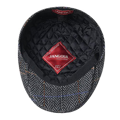 Men Wool Plaid Ivy Gatsby Newsboy Cap - color: Plaid Grey, size: 7 5/8