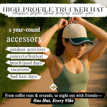 Funky Junque Women's 2 Tone Trucker Hats - color: Kelly Green/Beige