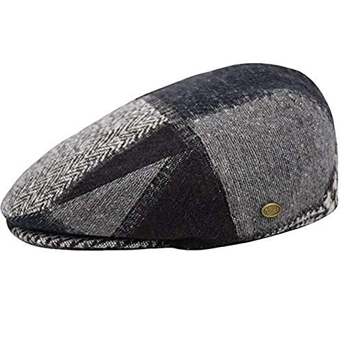 EPOCH Men's Herringbone Wool Tweed Newsboy Ivy Cabbie Driving Cap - color: 2761-brown, size: Large
