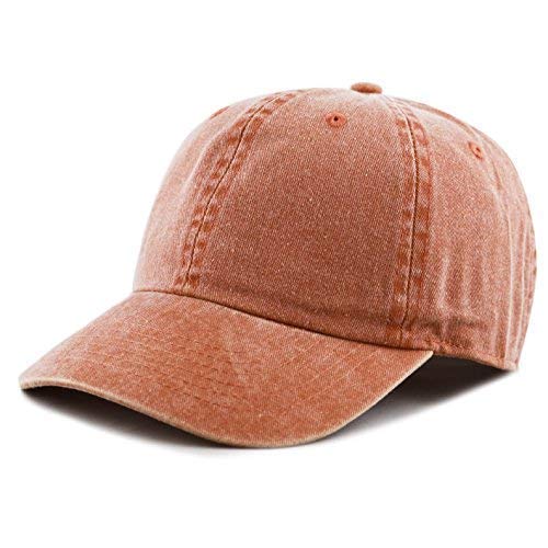 The Hat Depot 100% Cotton Pigment Dyed Low Profile Dad Hat Six Panel Cap - color: 1. Orange