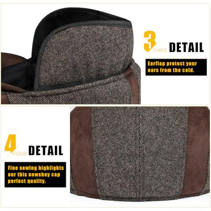 Sumolux Mens Newsboy Cap Winter Beret Hat Cabbie Flat Cap - color: D Coffee