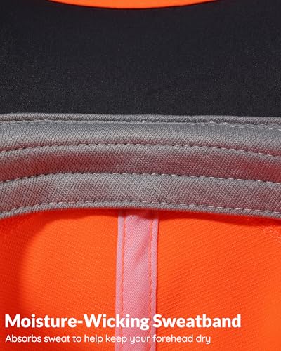 GADIEMKENSD 360° Reflective Work Hat with Neck Shade, UPF50+ Sun Protection, Breathable Mesh, Sweat Wicking - color: Neon Orange