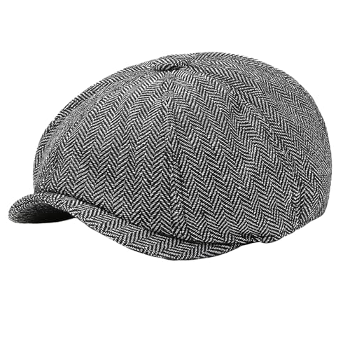 Parent-Child Beret Cap Tweed Flat Cap Octagonal Newsboy Gatsby Peaked Cap, Unisex - color: Black, size: Small-Medium