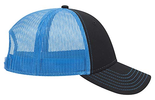 OTTO 6 Panel Low Profile Contrast Vertical Mesh Back Cap - color: Blk/Blk/N.blue