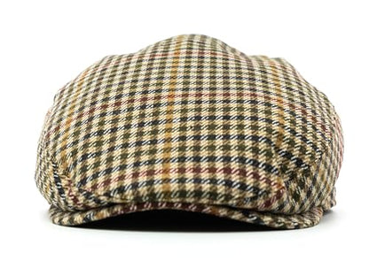 Men's Classic Patchwork Herringbone Checker Plaid Newsboy Ivy Hat Flat Cap - color: Camel Plaid, size: Small-Medium