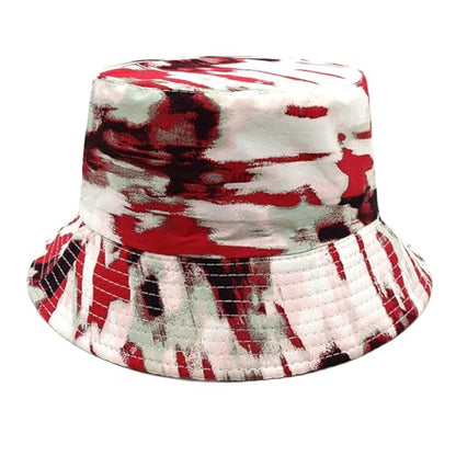 Men Women Unisex Graffiti Bucket hat, Packable Outdoor Summer Fishing Sun hat, Double-Sided Beach Cap - color: Red