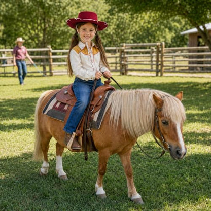 Cowboy Hat Kids 3-8t,Felt Cowgirl Hat for Western Costume - color: Red