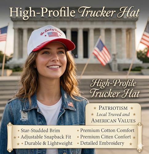 D&Y Retro 2-Tone Canvas Baseball Cap for Women - Funny Embroidered Distressed Snapback, Adjustable Cotton Dad Hat - color: The Land of Freedom-red