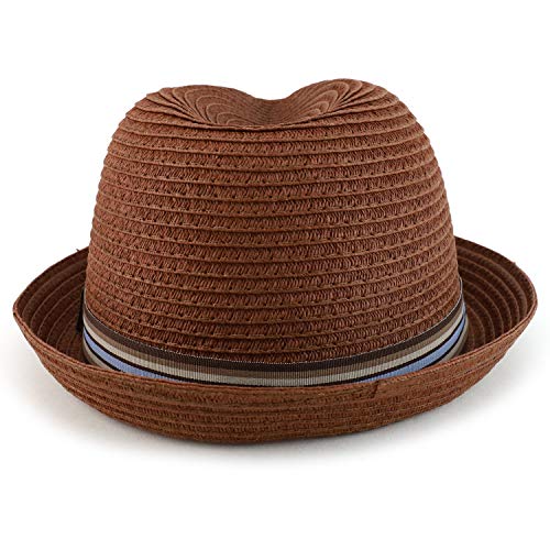 Armycrew Men's XXL Oversized Stingy Brim Paper Braid Fedora with Striped Band