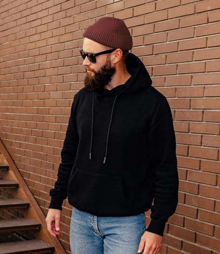 ROYBENS Swag Wool Knit Cuff Short Fisherman Beanie for Men Women Winter Hat - color: 1pcs-dark Coffee-thick Double Layer