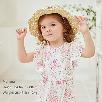 pureborn Baby Toddler Girls Straw Sun Hat Summer Beach Hat - color: Khaki, size: 6-24 Months