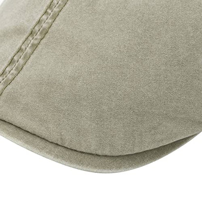 VOBOOM Cotton Flat Cabbie Hat Gatsby Ivy Irish Hunting Newsboy Cap - color: Washed Khaki