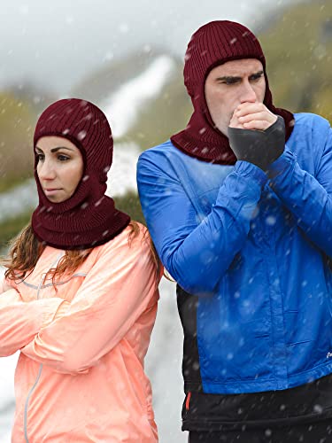 Blulu Ski Knitted Mask for Men,1 Hole - color: Red, size: Medium