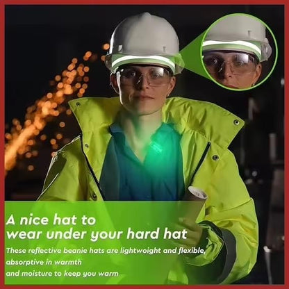 Gelante High Visibility Reflective Safety Knit Beanie for Men & Women – Warm Winter Headwear for Outdoor Activities. - color: Neon Yellow