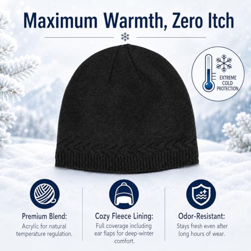 Oversize XXL Winter Beanie Knit Hat for Men - color: D1-dark Grey