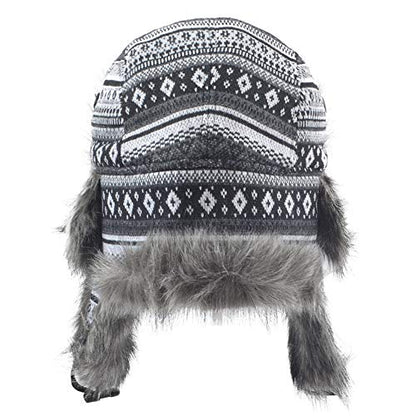 Janey&Rubbins Russian Hat Fur Soviet Ushanka Cossack Winter Cap Earflap Snow Ski Headwear - color: Silver/Knitted, size: Medium