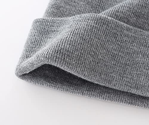 Home Prefer Mens Winter Hats Acrylic Knit Cuff Beanie Cap Warm Womens Beanie Hat - color: Light Grey