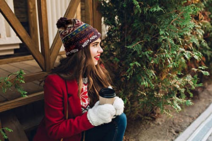 TINKUY Peru Alpaca Wool Winter Beanie, Handmade Bobble Hat, Unisex, One Size - color: Purple