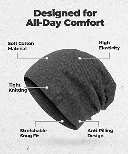 Warm Slouchy Beanie Hat - Deliciously Soft Daily Beanie in Fine Knit - color: Charcoal Grey