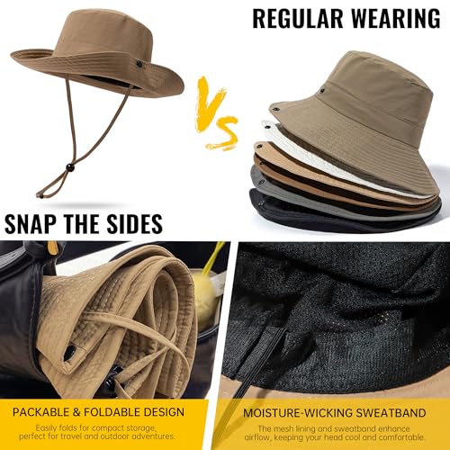 CLAPE Wide Brim Sun Hat for Men Women Lightweight Breathable Fishing Hat UPF50+ Foldable Bucket Hat for Fishing Hiking Beach - color: Xt05-black