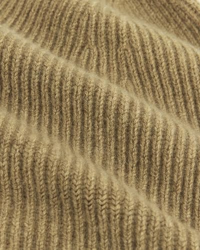 Everlane Unisex Adult Everlane The Cashmere Ribbed Beanie - color: Dark Heathered Camel