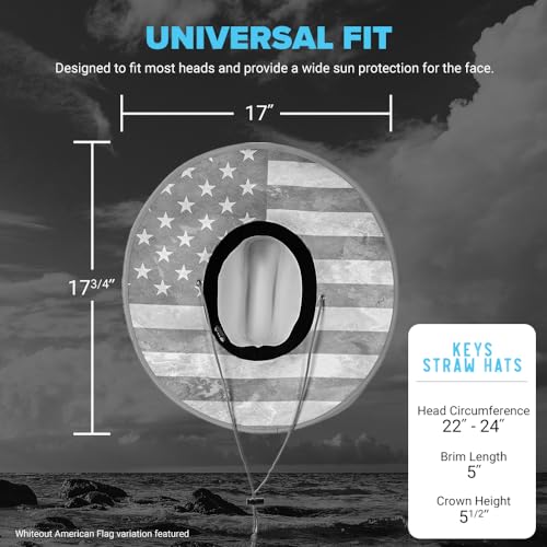 Soul of Adventure Keys Straw Hat for UV Sun Protection | UPF 50+ Sun Protection, Adjustable Drawstring - color: Underwater Topography