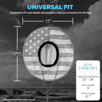 Soul of Adventure Keys Straw Hat for UV Sun Protection | UPF 50+ Sun Protection, Adjustable Drawstring - color: Underwater Topography