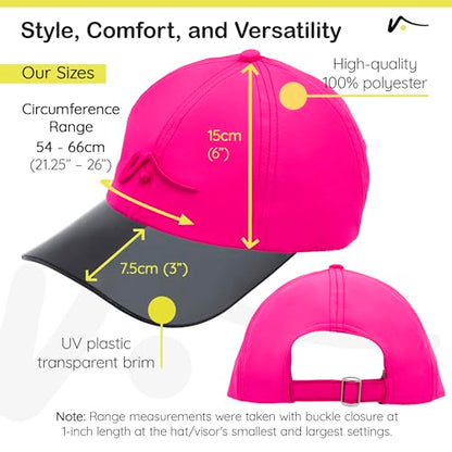 VISTO Transparent Brim Quick-Dry Hat - Obstruction Free Visibility, No Glare & Complete Sun Protection for Outdoor Sports - color: Hot Pink