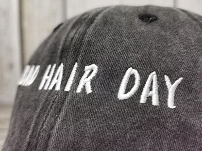 Embroidered Baseball Caps for Men and Women - color: Bad Hair Day (Washed Black)