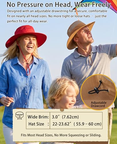 Home Prefer UPF 50+ Men's Sun Hat Wide Brim Bucket Hat UV Protection Hat for Mens Womens Beach Safari Gardening Golf Fishing - color: Brown