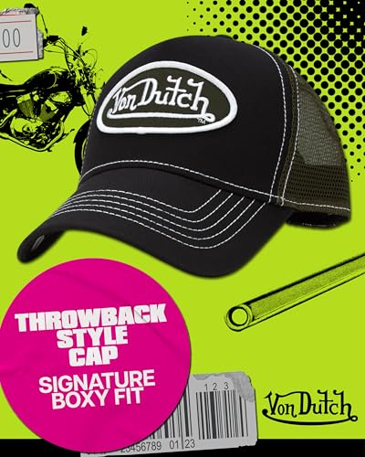Von Dutch Unisex Trucker Hat, Colorblock, Mesh Back, Curved Bill, Snapback - color: Enigma Stone