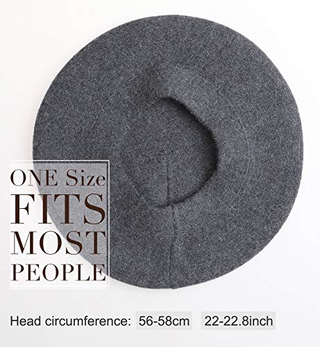 Sumolux Women Beret Hat French Beret Beanie Cap Classic Solid Color - color: Dark Grey, size: One Size