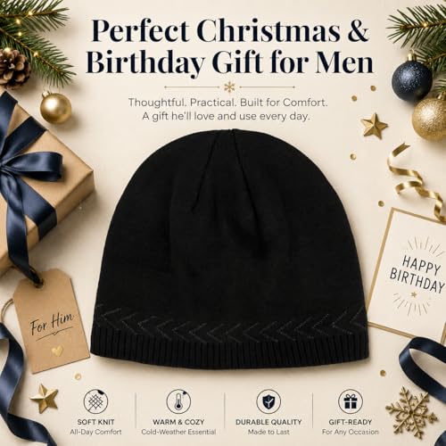 Oversize XXL Winter Beanie Knit Hat for Men - color: D1-black